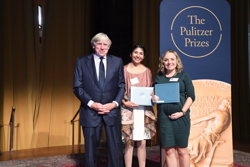 Madison Hopkins of the Better Government Association and Cecilia Reyes