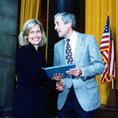 Gretchen Morgenson and George Rupp