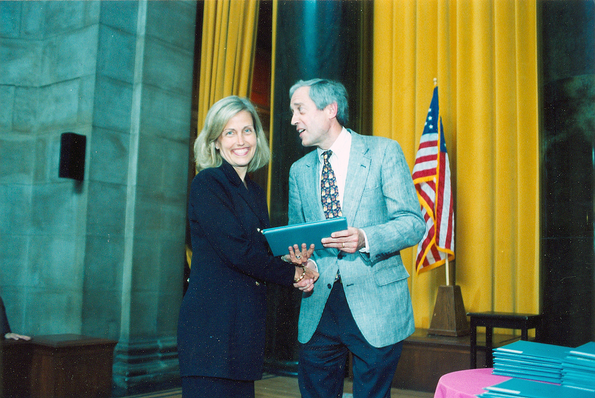 Gretchen Morgenson and George Rupp