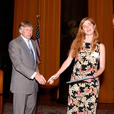 Lee Bollinger and Samantha Power