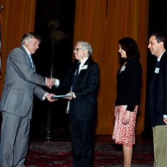 Lee Bollinger, Daniel Hertzberg, Geeta Anand, Mike Miller and David Wessel