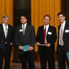Lee Bollinger, Michael D. Sallah, Mitch Weiss and Joe Mahr