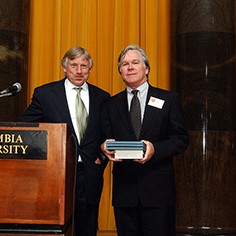 Lee Bollinger and Bill Keller