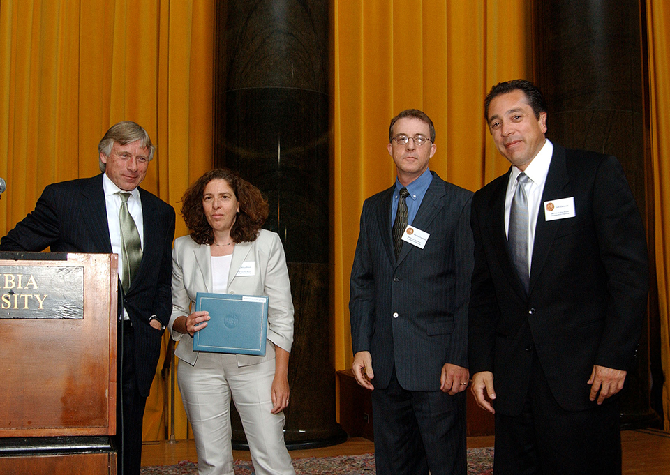 Lee Bollinger, Miriam A. Pawel, Mitchell Landsberg and Sam Enriquez