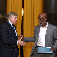 Lee Bollinger and Thelonious Monk Jr.