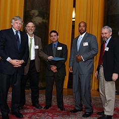 Lee Bollinger,  Doug MacCash, Manuel Torres, Trymaine Lee and Mark Schleifstein