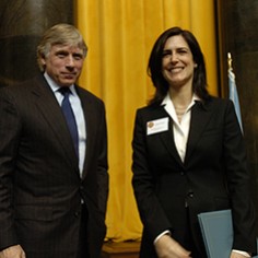 Lee Bollinger and Andrea Elliott