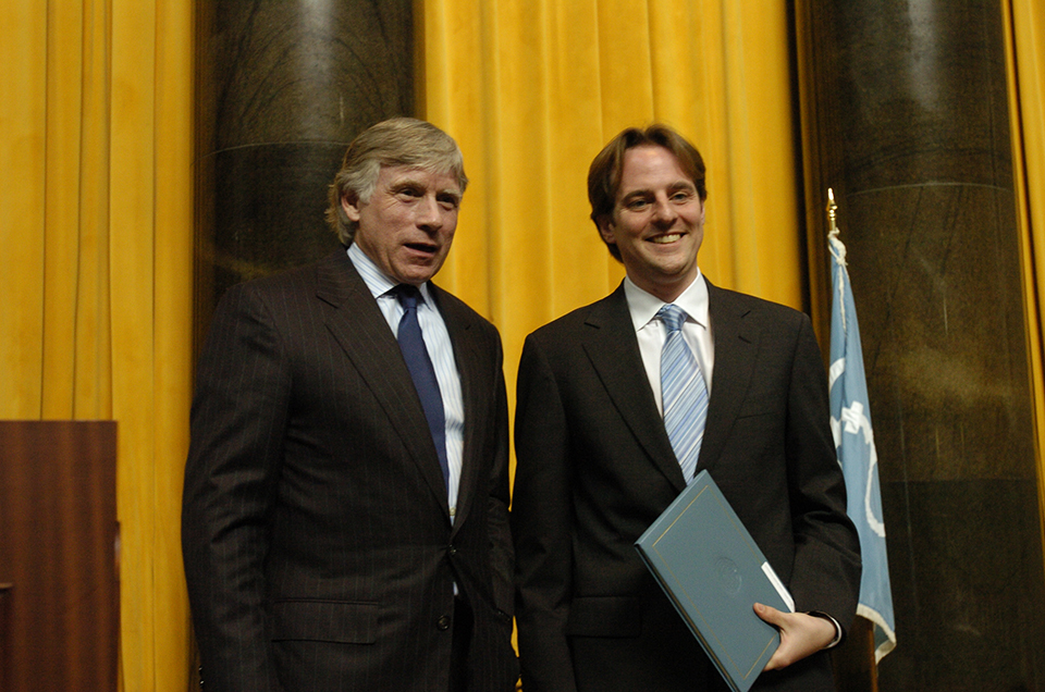 Lee Bollinger and Charlie Savage