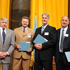 Lee Bollinger, M.L. Elrick, Jim Schaefer and David Zeman