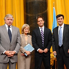 Lee Bollinger, Jane Perlez, Dexter Filkins and Mark Mazzetti