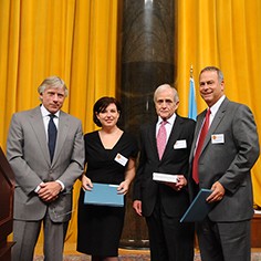 Lee Bollinger, Alexandra Berzon, Michael Kelley and Brian Greenspun
