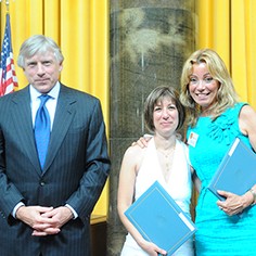 Lee Bollinger, Wendy Ruderman and Barbara Laker