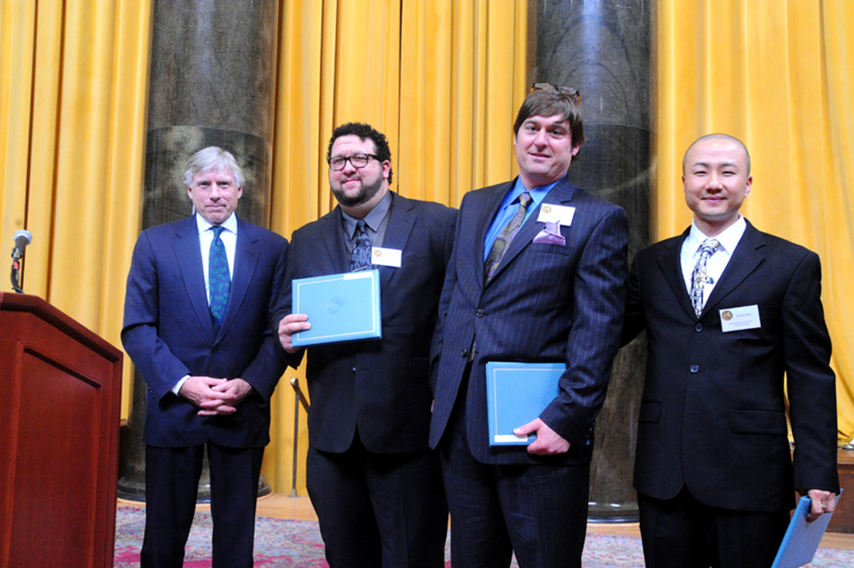 Lee Bollinger, Mark Konkol, Frank Main and John J. Kim
