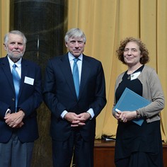 Mike Pride, Lee Bollinger and Julie Wolfe