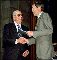 Herb Caen and George Rupp