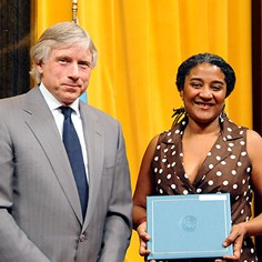Lee Bollinger and Lynn Nottage