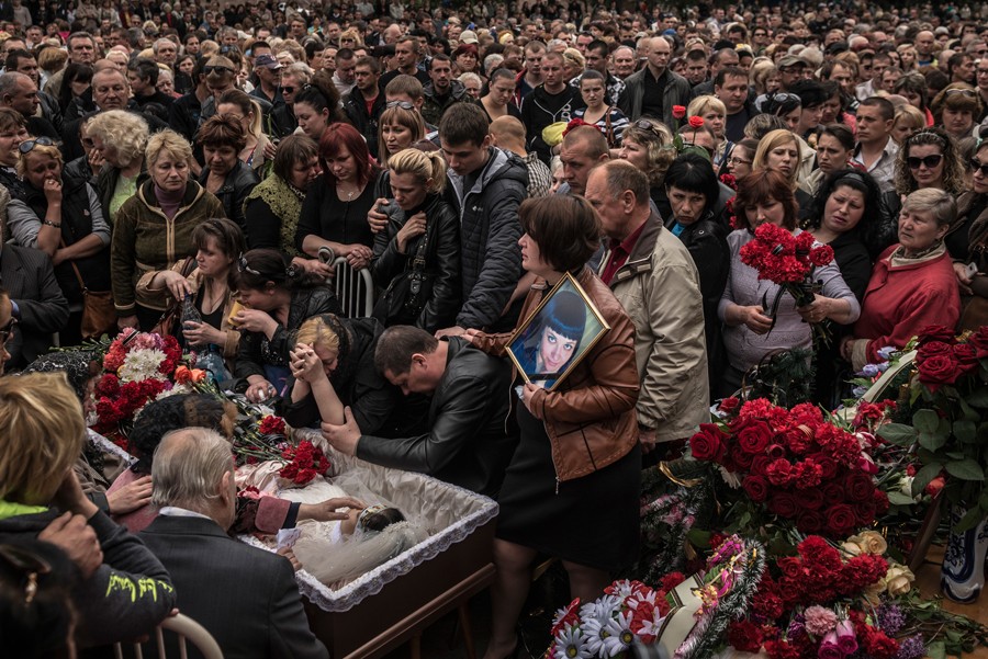 May 5, 2014. The funeral for Yulia Izotova, shot dead at a checkpoint in Kramatorsk, Ukraine. (Sergey Ponomarev for The New York Times)