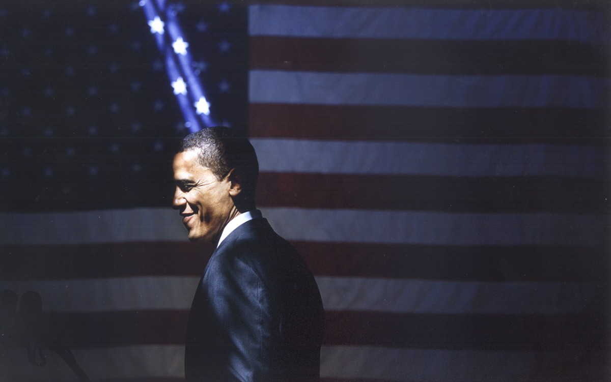 Early on: Senator Obama after a meeting with veterans in San Antonio in March.