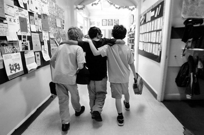 Saleh quickly made friends at Park, where he strolled through the hallway arm-in-arm with Owen Clark (right) and Austin Bisharat. Saleh was especially close to Austin, who is a Palestinian-American.