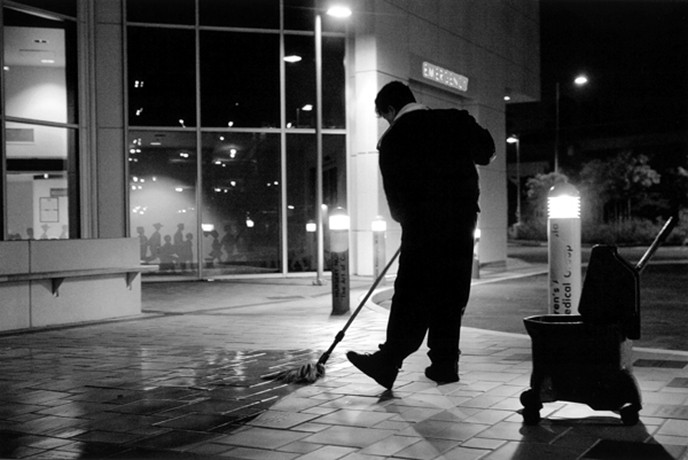 Now that he was living on his own, Raheem needed a job to support himself and Saleh. He found work as a custodian at the hospital that helped save his son's life. Raheem started his workday at 4 a.m.