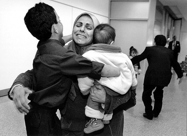 Saleh rushed to hug his mother and his new baby brother, Ali, at San Francisco International Airport. Hadia dropped to her knees and embraced the son she had last seen thinking he was dying. Behind, Raheem opened his arms to his daughters, Marwa and Zahra.