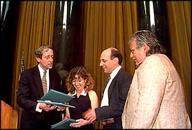 George Rupp, April Saul, Michael Vitez and Ron Cortes